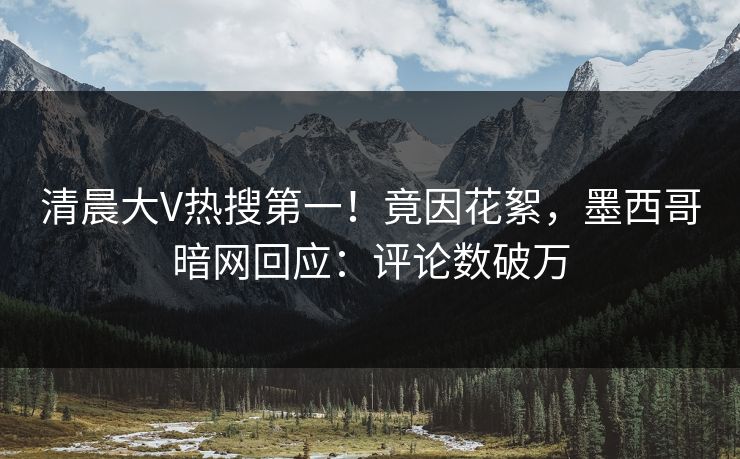 清晨大V热搜第一！竟因花絮，墨西哥暗网回应：评论数破万
