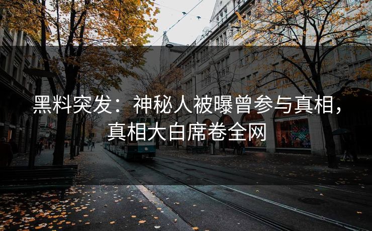 黑料突发：神秘人被曝曾参与真相，真相大白席卷全网