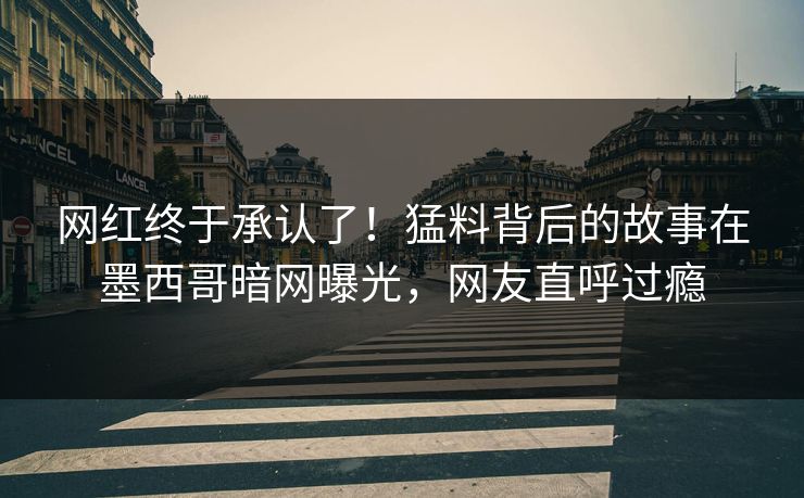 网红终于承认了！猛料背后的故事在墨西哥暗网曝光，网友直呼过瘾
