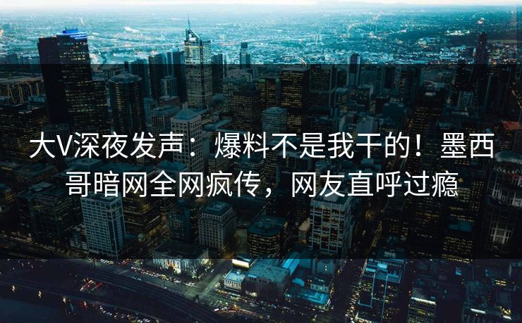 大V深夜发声：爆料不是我干的！墨西哥暗网全网疯传，网友直呼过瘾