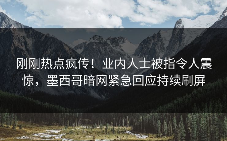 刚刚热点疯传！业内人士被指令人震惊，墨西哥暗网紧急回应持续刷屏