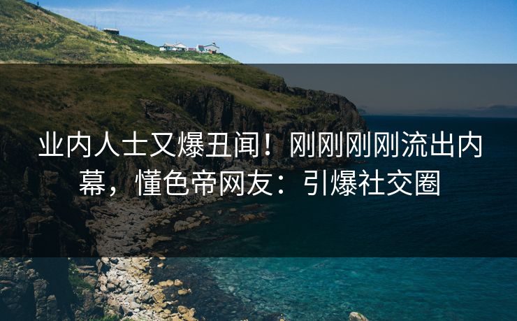 业内人士又爆丑闻！刚刚刚刚流出内幕，懂色帝网友：引爆社交圈