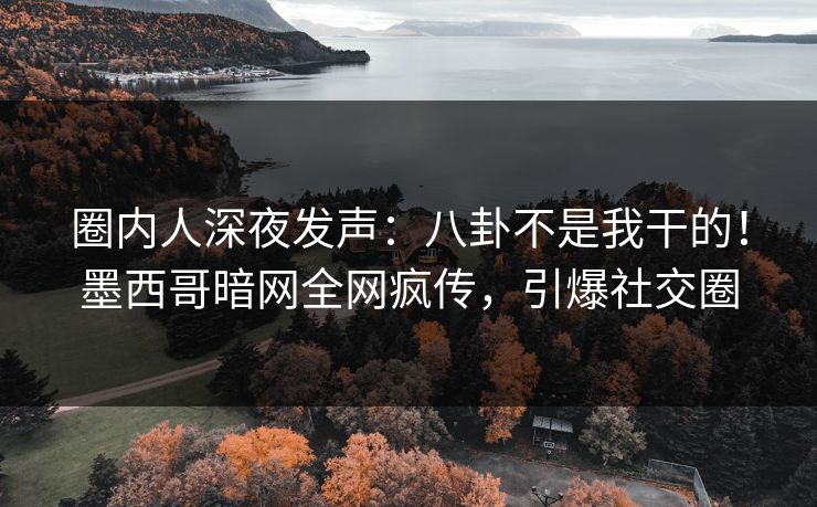 圈内人深夜发声：八卦不是我干的！墨西哥暗网全网疯传，引爆社交圈